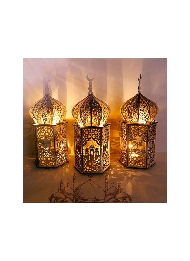 Ramadan Mubarak Night Light Indoor Table Lantern Decor Eid Decoration 3D Mubarak Mahal Atmosphere Light for Eid Party Festival Style 1 No Battery