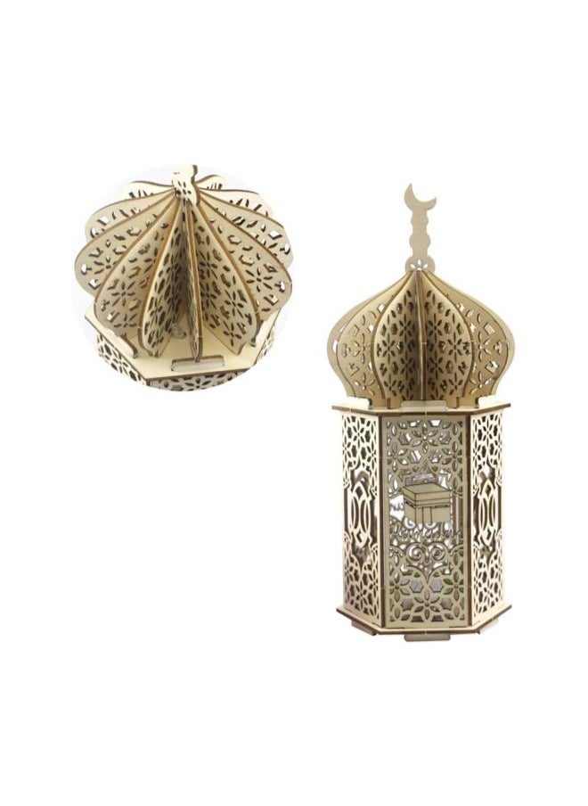 Ramadan Mubarak Night Light Indoor Table Lantern Decor Eid Decoration 3D Mubarak Mahal Atmosphere Light for Eid Party Festival Style 3 No Battery