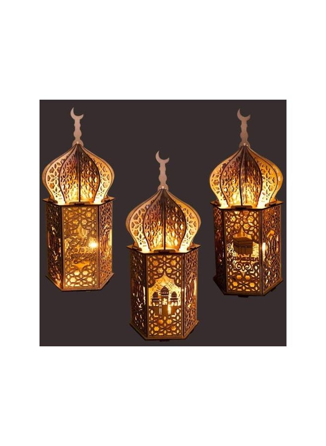 Ramadan Mubarak Night Light Indoor Table Lantern Decor Eid Decoration 3D Mubarak Mahal Atmosphere Light for Eid Party Festival Style 1 No Battery