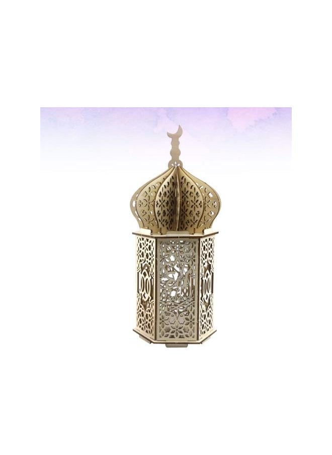 Ramadan Mubarak Night Light Indoor Table Lantern Decor Eid Decoration 3D Mubarak Mahal Atmosphere Light for Eid Party Festival Style 2 No Battery