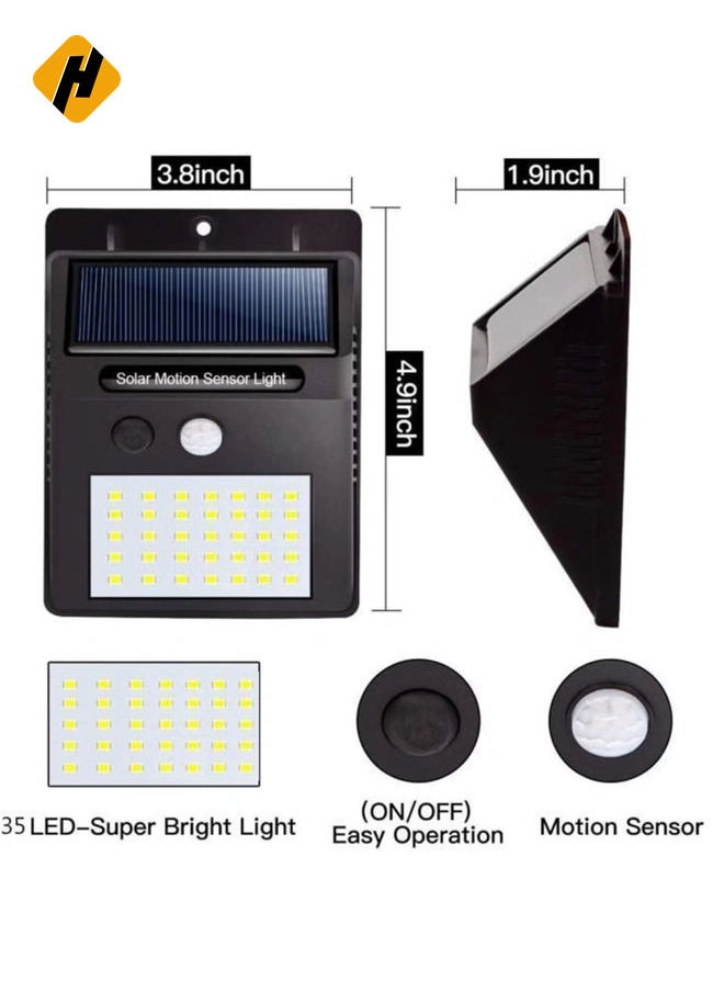 【4 pack】 35 LED Solar Lights Outdoor Waterproof Solar Motion Sensor Light Wireless Lights Outside Wall Lamp for Driveway Patio Garden Path