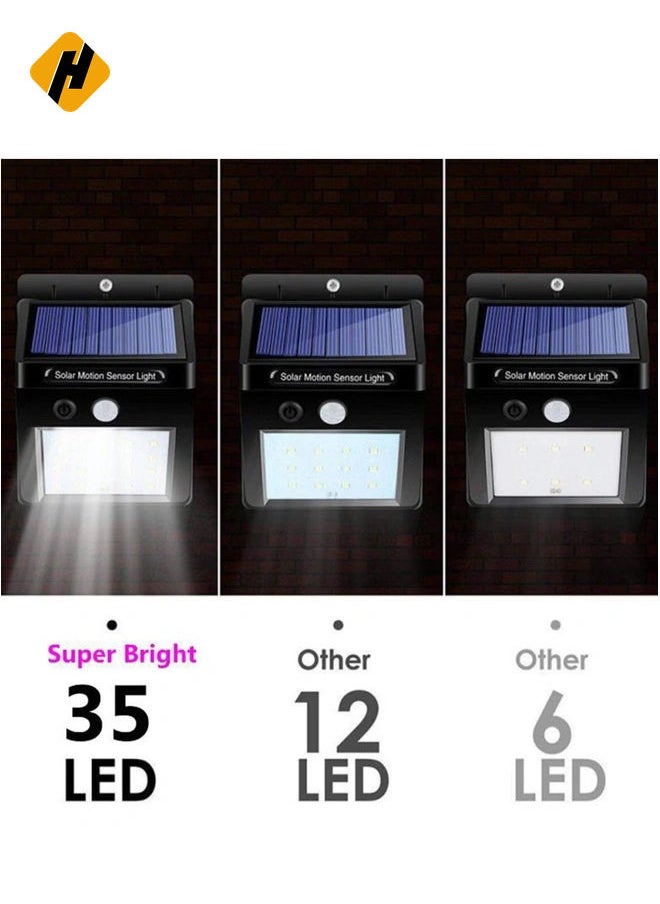 【4 pack】 35 LED Solar Lights Outdoor Waterproof Solar Motion Sensor Light Wireless Lights Outside Wall Lamp for Driveway Patio Garden Path