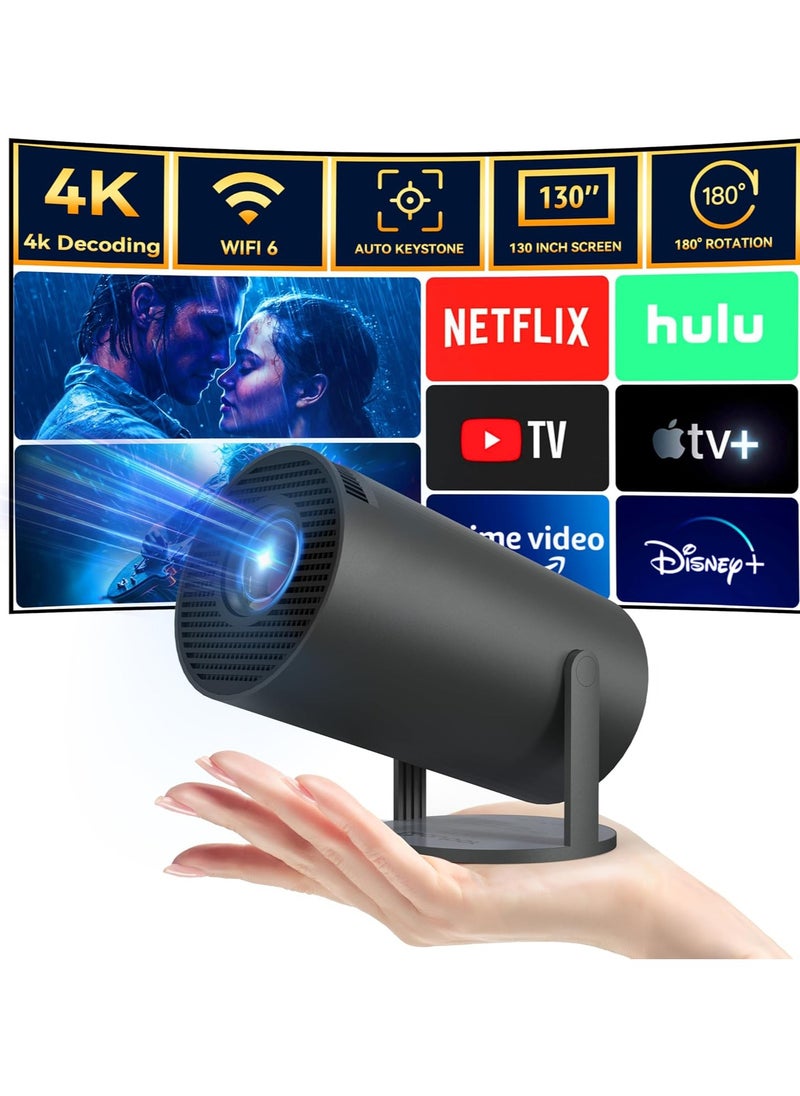 Mini Projector – Smart 1080P Portable Projector with 5G WiFi & Bluetooth, 10000 Lumens, Automatic Keystone Correction, 360° Premium Sound, Video Projector for Home Theater, Office, and Outdoor Use