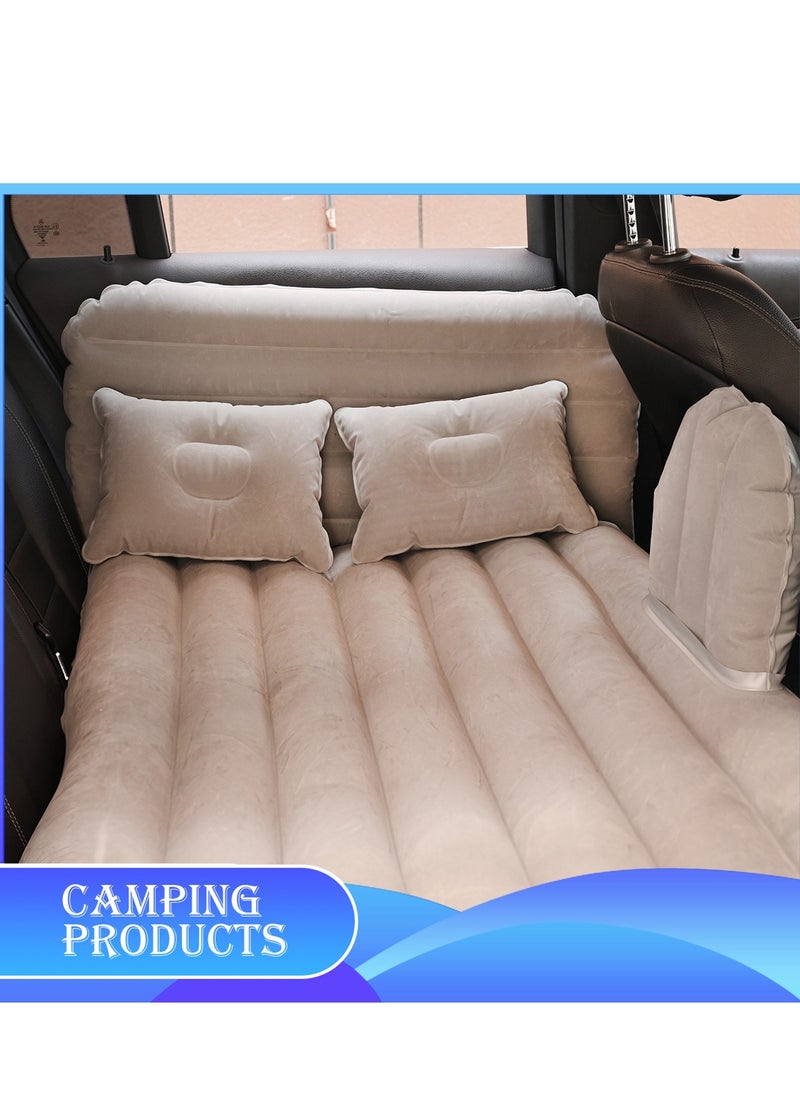 Inflatable Mattress with Pump Portable Outdoor Air Mattress Foldable Single Thickened Flocking Mattress for Outdoor and Home