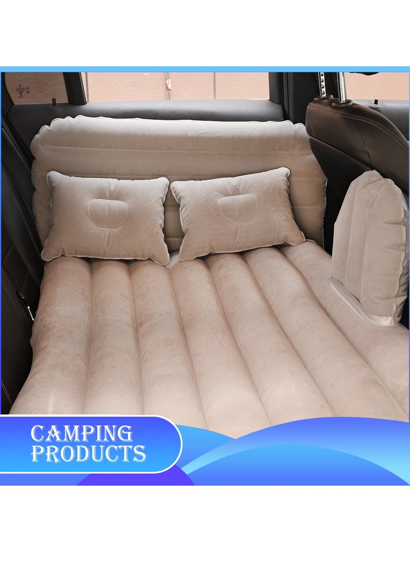 Inflatable Mattress with Pump Portable Outdoor Air Mattress Foldable Single Thickened Flocking Mattress for Outdoor and Home