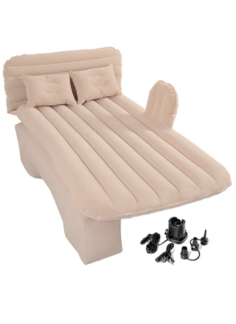 Inflatable Mattress with Pump Portable Outdoor Air Mattress Foldable Single Thickened Flocking Mattress for Outdoor and Home