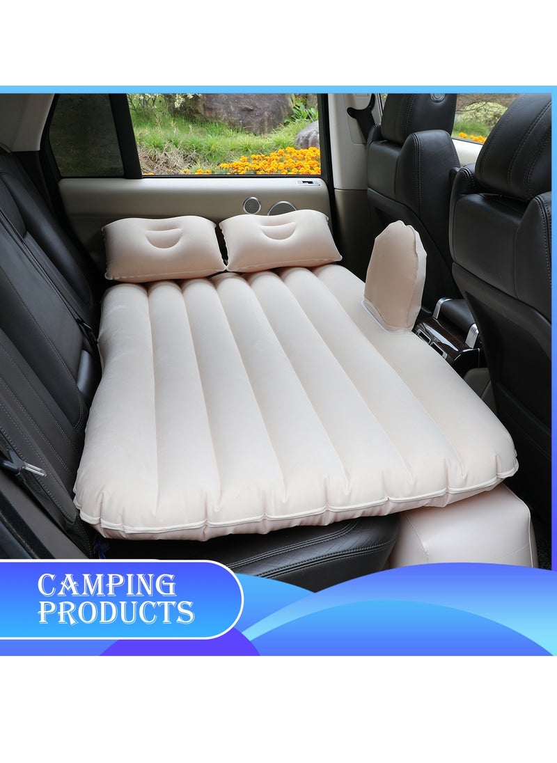 Inflatable Mattress with Pump Portable Outdoor Air Mattress Foldable Single Thickened Flocking Mattress for Outdoor and Home