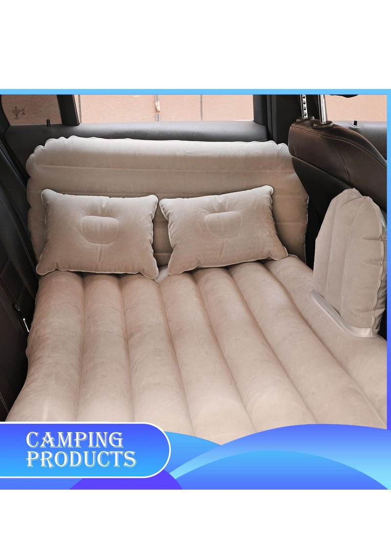 Inflatable Mattress with Pump Portable Outdoor Air Mattress Foldable Single Thickened Flocking Mattress for Outdoor and Home
