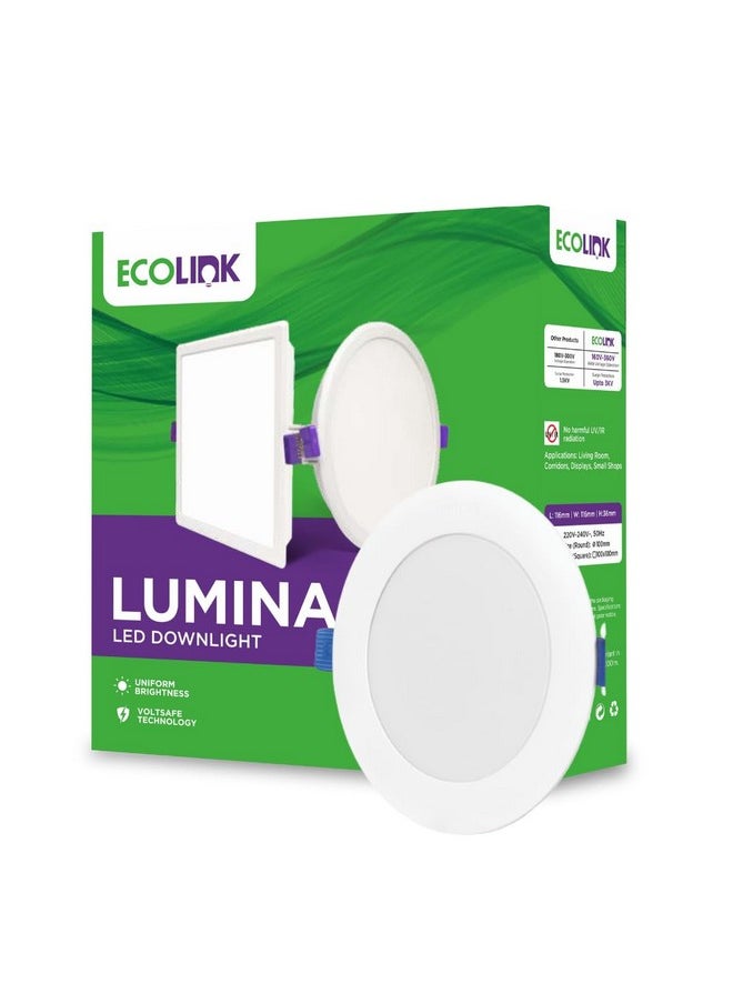 Lumina 10-Watt Round Led Downlighter | Led Ceiling Light For Home And Hall | Cut Out: 4 Inch,Color: Natural White, Pack Of 1