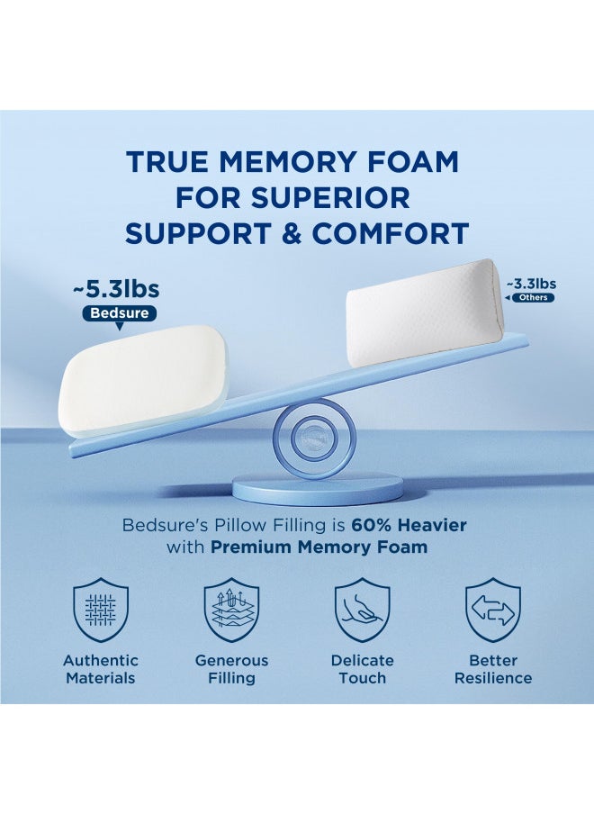 Bedsure Firm Memory Foam Pillows - Side Sleeper Pillow for Pain Relief with Double-Sided Cool Tech Pillow Cover, 8-in-1 Adjustable Firm & Soft Neck Support Pillow for Back & Side Sleeper