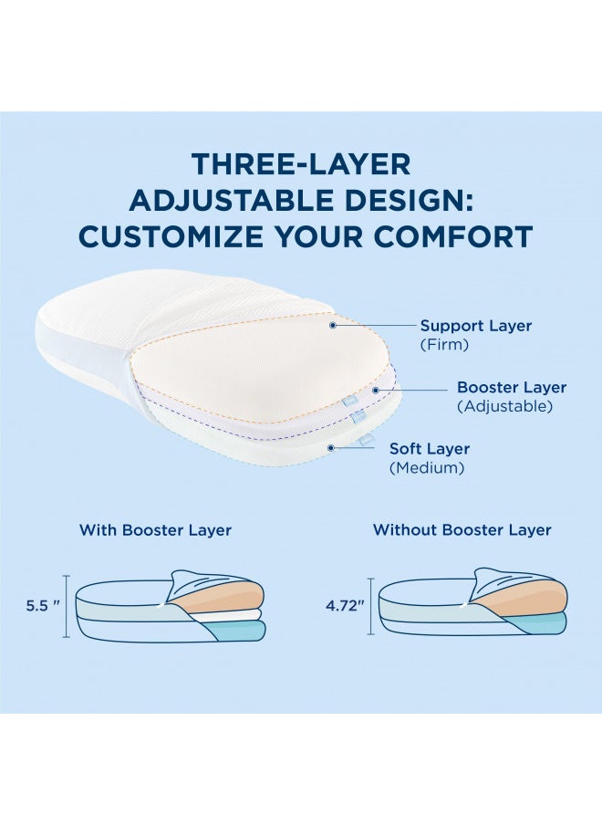 Bedsure Firm Memory Foam Pillows - Side Sleeper Pillow for Pain Relief with Double-Sided Cool Tech Pillow Cover, 8-in-1 Adjustable Firm & Soft Neck Support Pillow for Back & Side Sleeper