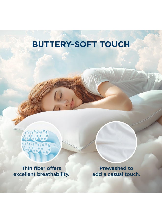 Bedsure Soft Pillows Queen Size Set of 2 - Prewashed Cotton-Like Fluffy Pillows 2 Pack, Queen Pillows Set of 2 with Breathable Cover & Down Alternative Filling for Back, Side or Stomach Sleepers