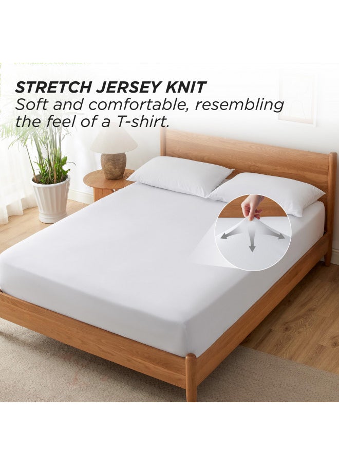 Bedsure Fitted Sheet King 3 Pack, Jersey Knit Polyester King Sheets, Cozy T-Shirt Soft & Breathable 16