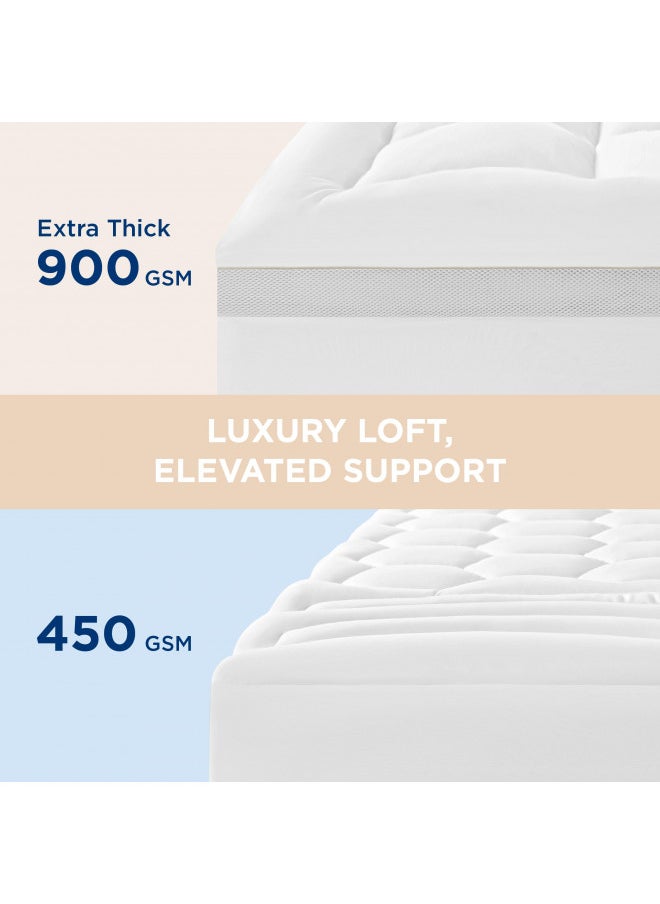 Bedsure King Mattress Topper - Soft Extra Thicker Mattress Pad, Quilted Fitted Mattress Protector with 8-21