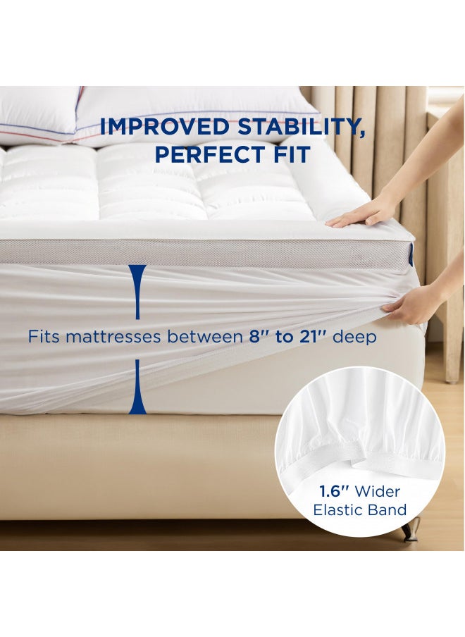 Bedsure King Mattress Topper - Soft Extra Thicker Mattress Pad, Quilted Fitted Mattress Protector with 8-21