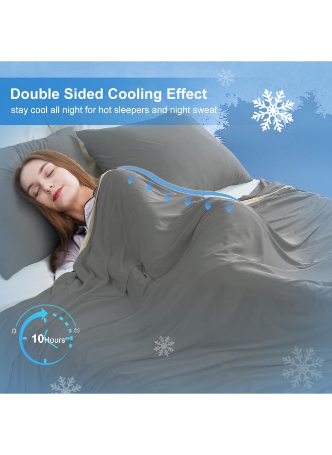 PHF Double Cooling Blanket for Hot Sleepers Twin Size, Arc-Chill Q-Max>0.5 with Double Cooling, Summer Blanket Absorbs Heat to Keep Cool All Night for Night Sweats (Charcoal Grey, 60''x80'')