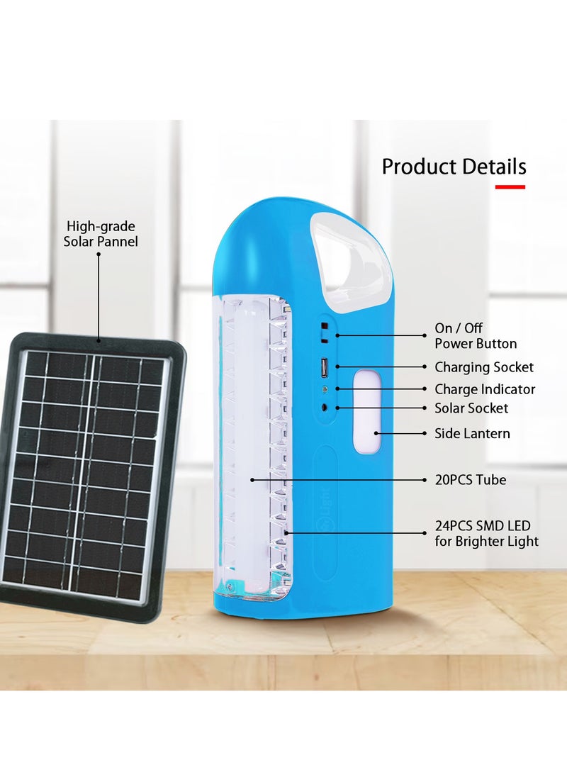 Rechargeable Lantern Emergency Light With USB Charger Function And Solar Charger Jack 3 Sides Light Working Time 9-18 Hours