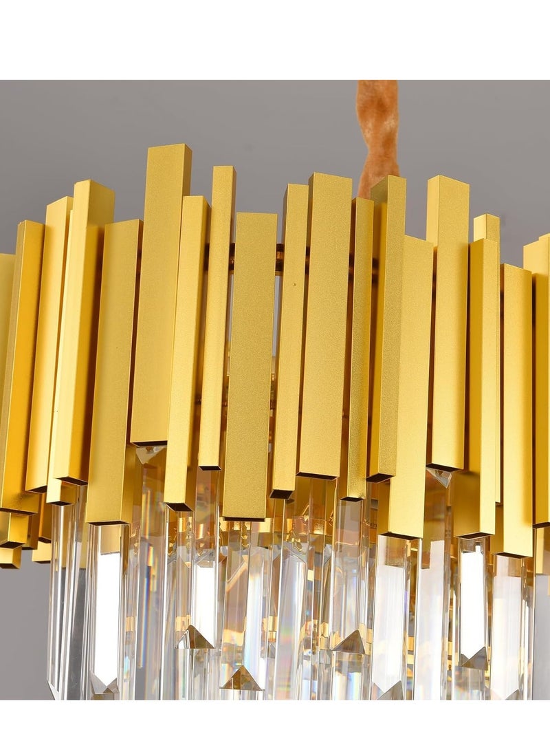 Modern Chandelier Crystal Lamp | 30 x 80 cm Rectangular Chandelier Ceiling Pendant Light | FazNova Modern Silver Crystal Rectangular Chandelier (Golden, With Bulb)