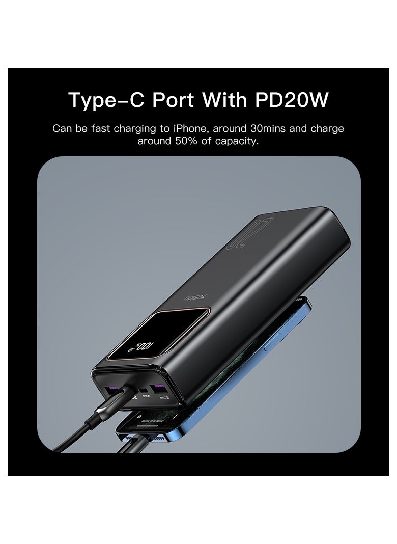 20000mAh power bank | fast charging charger | Yesido power bank |  Type-C and USB power bank | LCD screen power bank | travel-friendly power bank