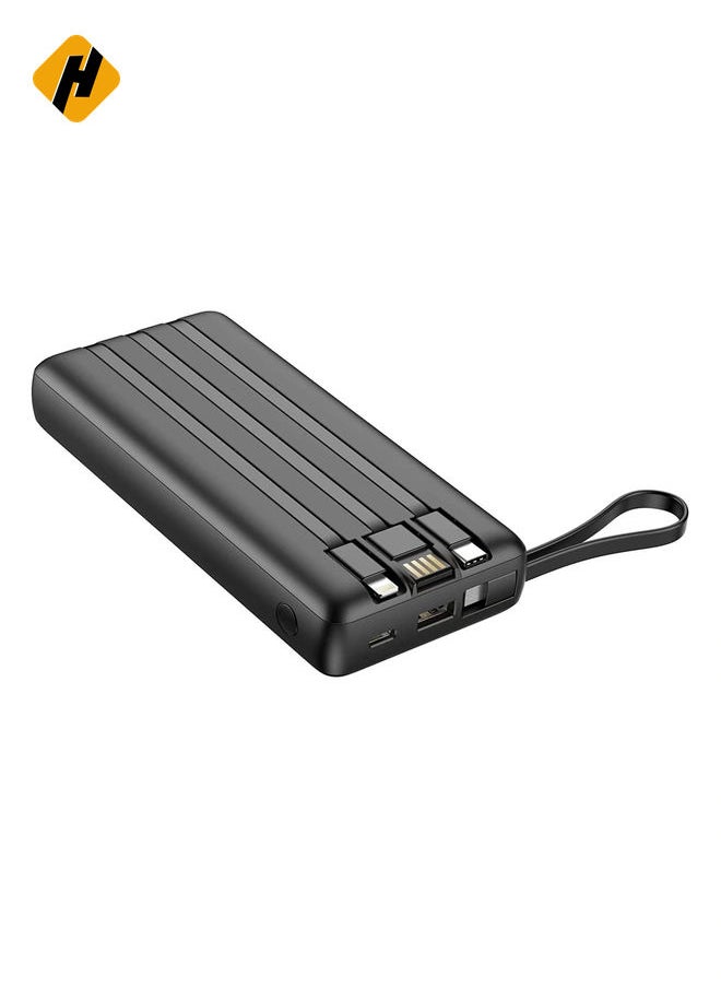 Portable Power Bank 20000mAh built-in cables, QI Fast Charge Slim Power Bank 20000mAh, Digital Display Power Bank 20000mAh for Iphone,Samsung and etc