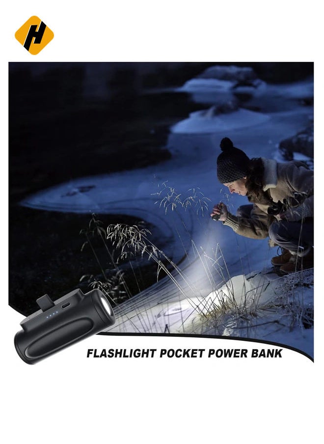 Portable Charger With LED Flashlight 5000mAh Ultra Compact Power Bank Small Battery Pack Charger