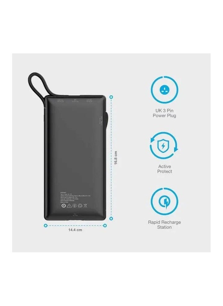 6-in-1 Power Bank Station 10000mAh – 3 Portable Power Bank Packs with Built-in Cables & Rapid Recharging Dock, Compatible with iPhone 14/13 Pro Max, Samsung Galaxy, Xiaomi, and More