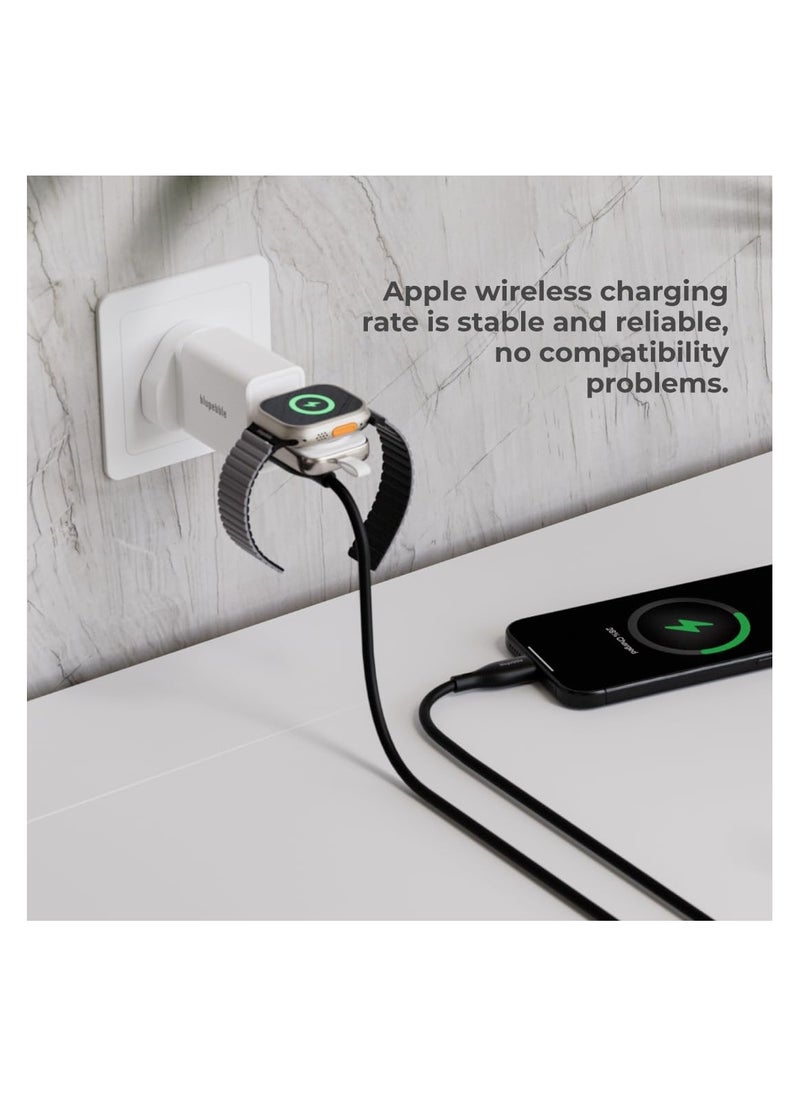 Blupebble Mini Mag USB-C Portable Apple Watch Charger and AirPods Wireless Charger,Dual Sided Apple Watch Travel Charger