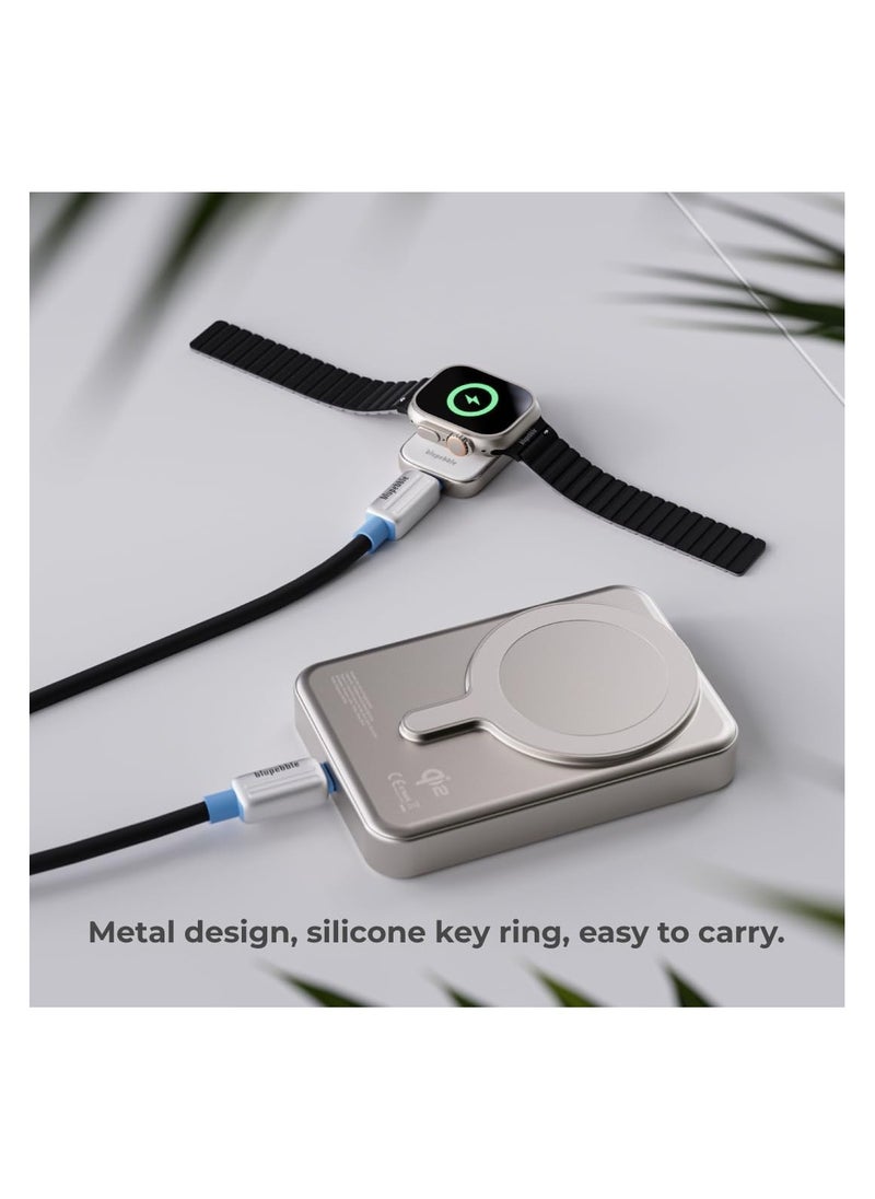 Blupebble Mini Mag USB-C Portable Apple Watch Charger and AirPods Wireless Charger,Dual Sided Apple Watch Travel Charger