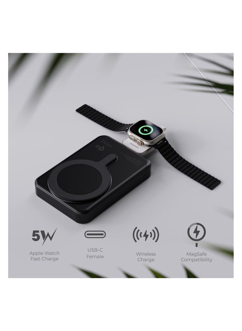 Blupebble Mini Mag USB-C Portable Apple Watch Charger and AirPods Wireless Charger,Dual Sided Apple Watch Travel Charger