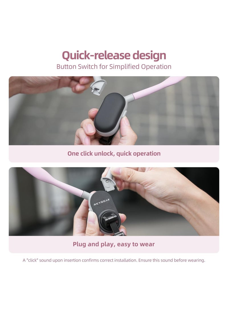 Magnetic POV/Vlog Phone Neck Mount Holder for Magsafe iPhone 15/14/13/12 Pro Mini/Plus/Pro/Pro Max, Hand Free Chest Stand Video Recording for Mobile Phone Accessory (Sakura Pink)