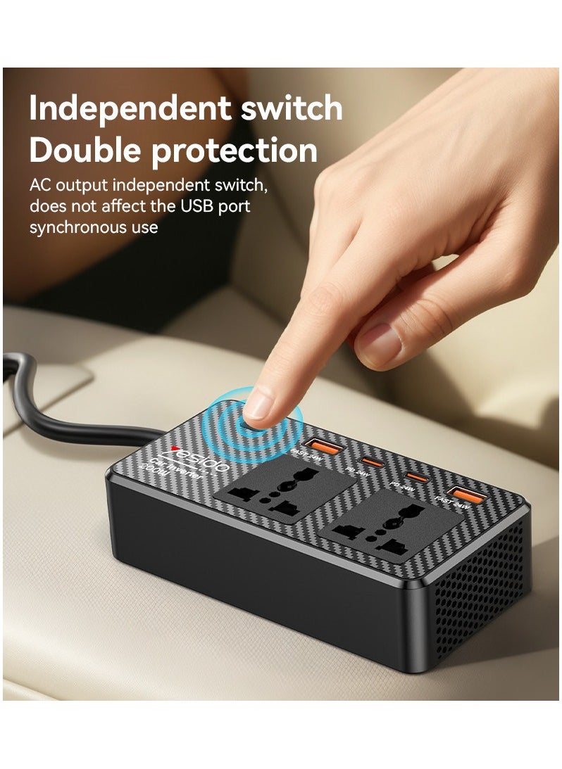 Yesido VC07 200W Car Inverter with USB QC3.0 & Type-C PD | Multi-Protection Fast Charger | Independent Switch