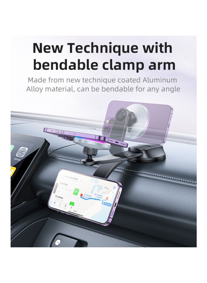 Yesido C292 Magnetic Wireless Phone Holder | Dashboard & Windshield Mount | 360° Rotating Arm