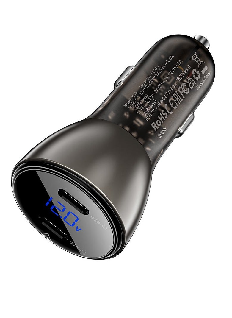 Fast Charge Car Charger B10 - 60W 2x USB-C