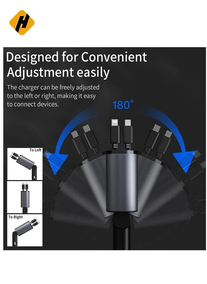 60W Retractable Car Charger Compatible with iPhone15/14/13/12/11,Fast Car Power Adapter PD20W /Type-C 40W,Car USB Fast Phone Charger