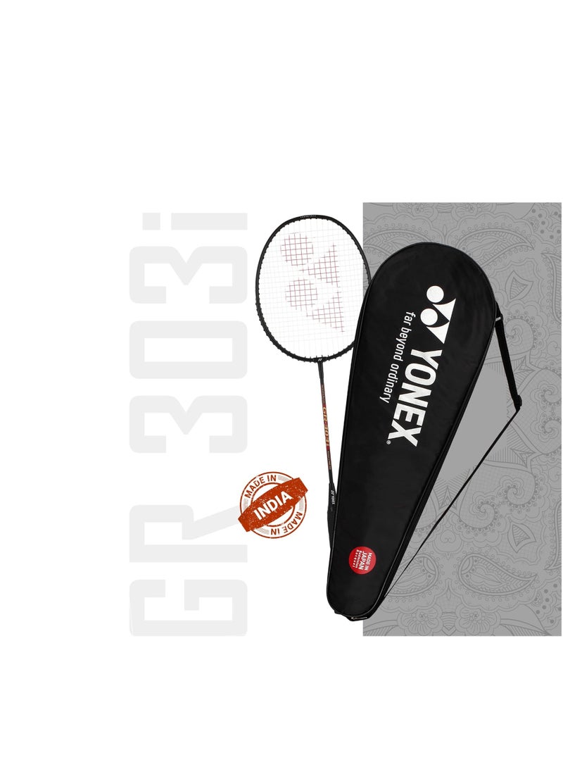 Yonex GR 303i Black Aluminium Badminton Racquet with Full Cover(Made in India)