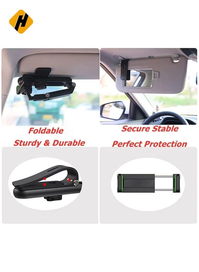 Car Phone Holder Mount Multifunctional Cell Phone Stand HIYITKS Universal Adjustable Arm Cradles Car Holder Mount Phone Car Clip Mount for Sun Visor Rearview Mirror Steering Wheel