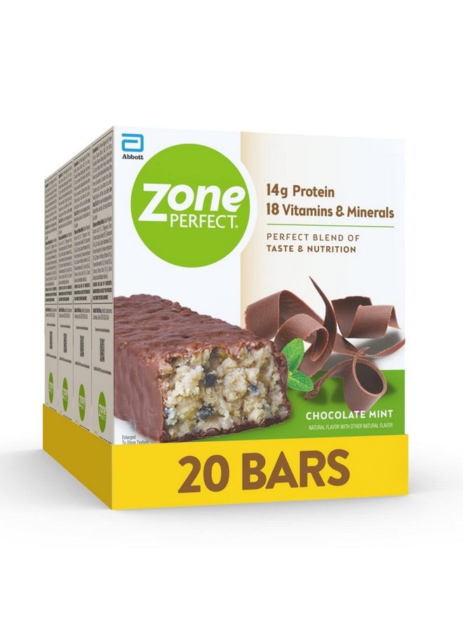 Zoneperfect Protein Bars 14G Protein 18 Vitamins & Minerals Nutritious Snack Bar Chocolate Mint 20 Bars