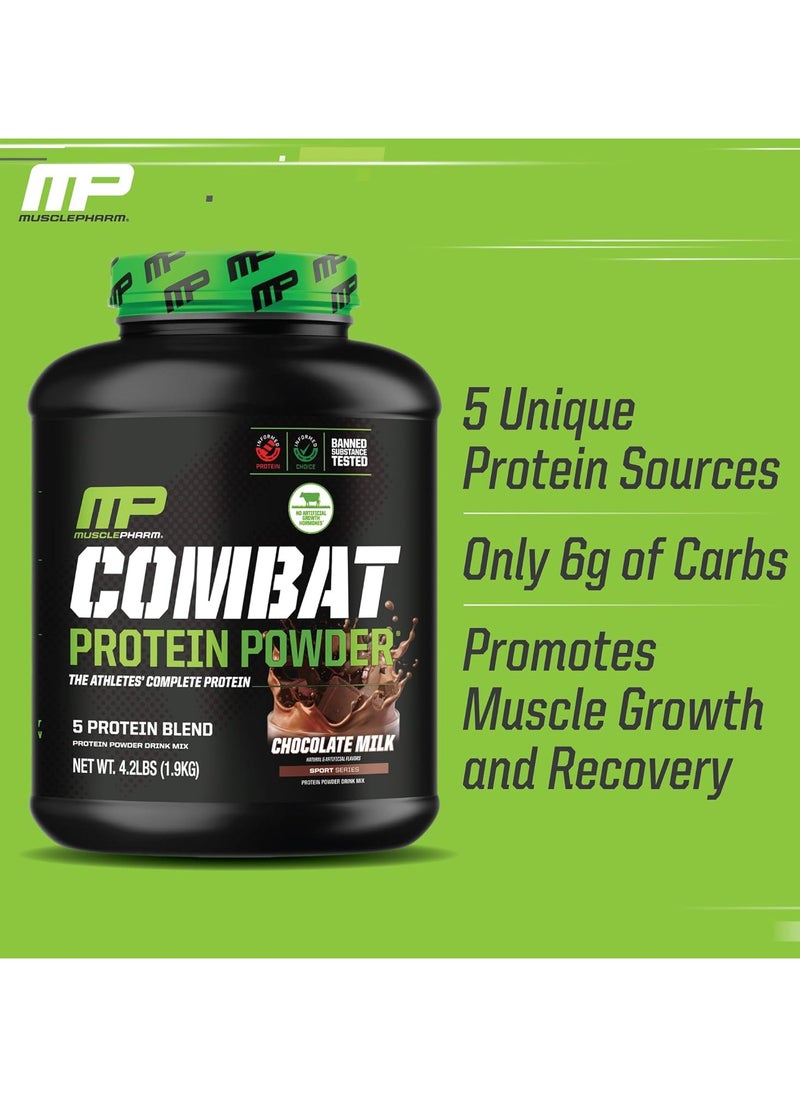 Musclepharm, Combat Protein Powder, 25g Protein, 4.1Lbs, Chocolate Milk, 52 Servings