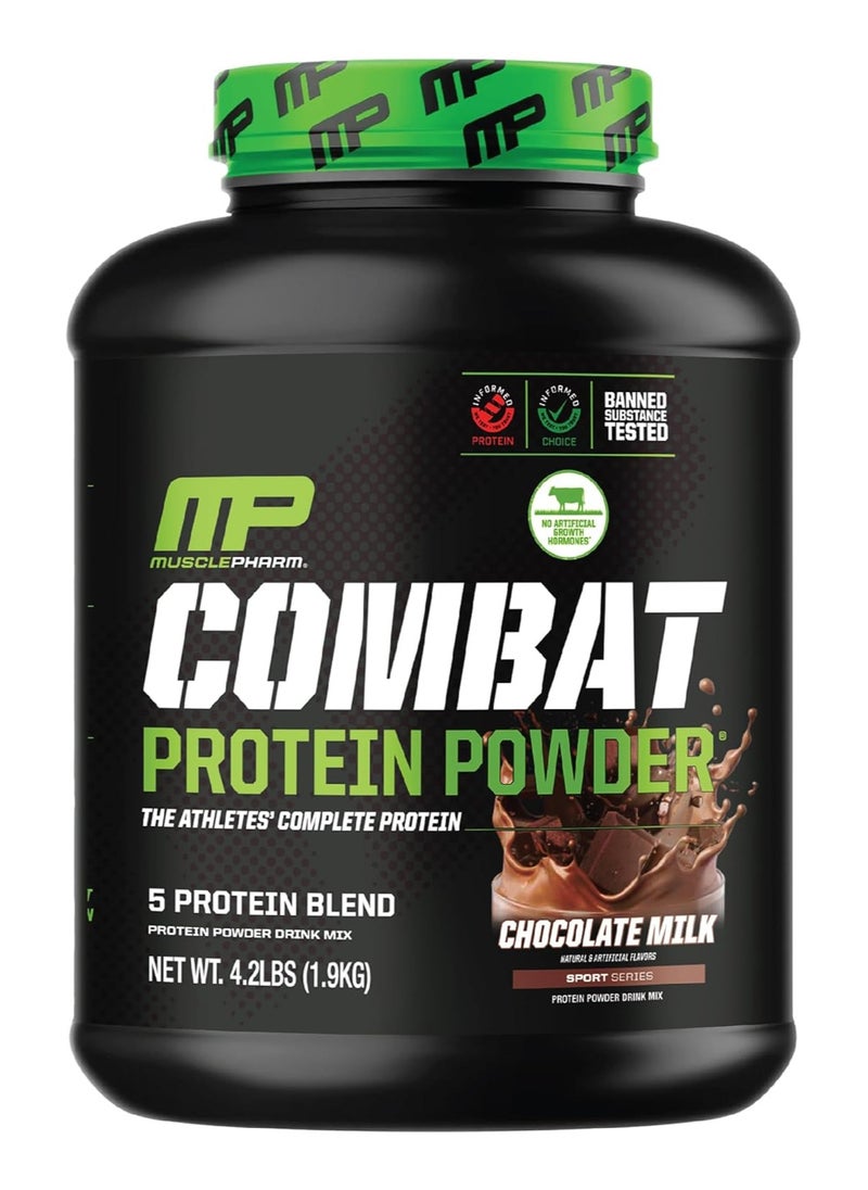 Musclepharm, Combat Protein Powder, 25g Protein, 4.1Lbs, Chocolate Milk, 52 Servings