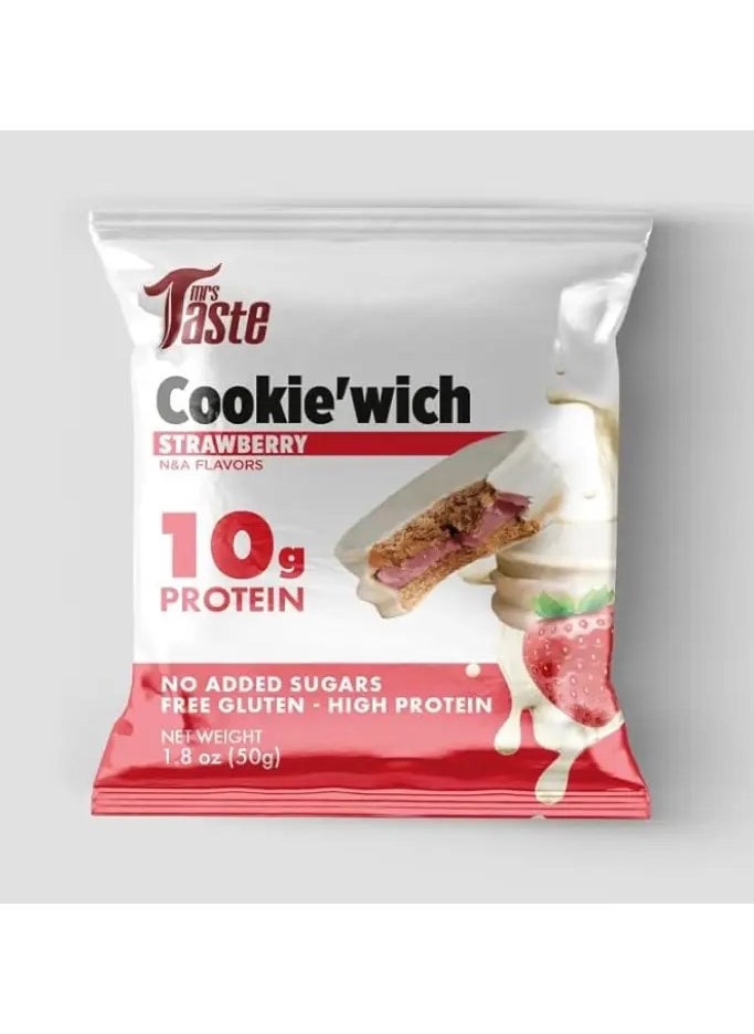 Mrs Taste Cookie’wich with 10g Protein, No Added Sugars, Gluten Free 10 x 50 gm