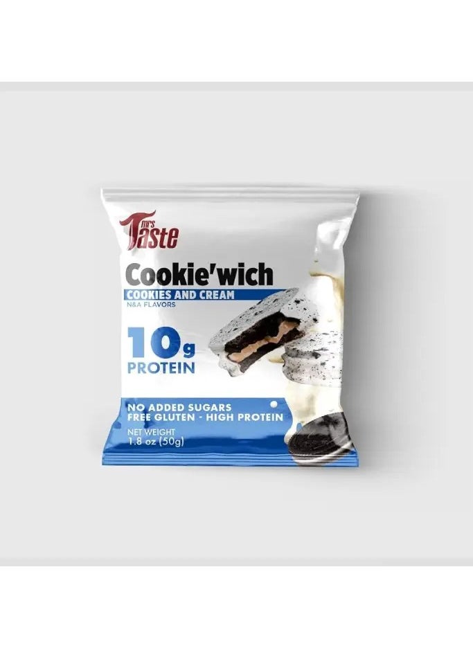 Mrs Taste Cookie’wich with 10g Protein, No Added Sugars, Gluten Free 10 x 50 gm