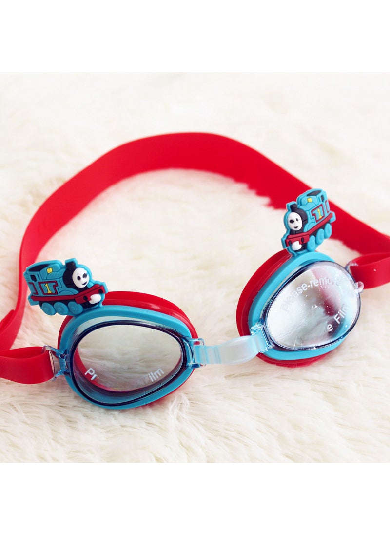 1 x 5 pcs Kids Cute Cartoon Car Swim Goggles, Waterproof Anti-Fog Boys Red Thomas