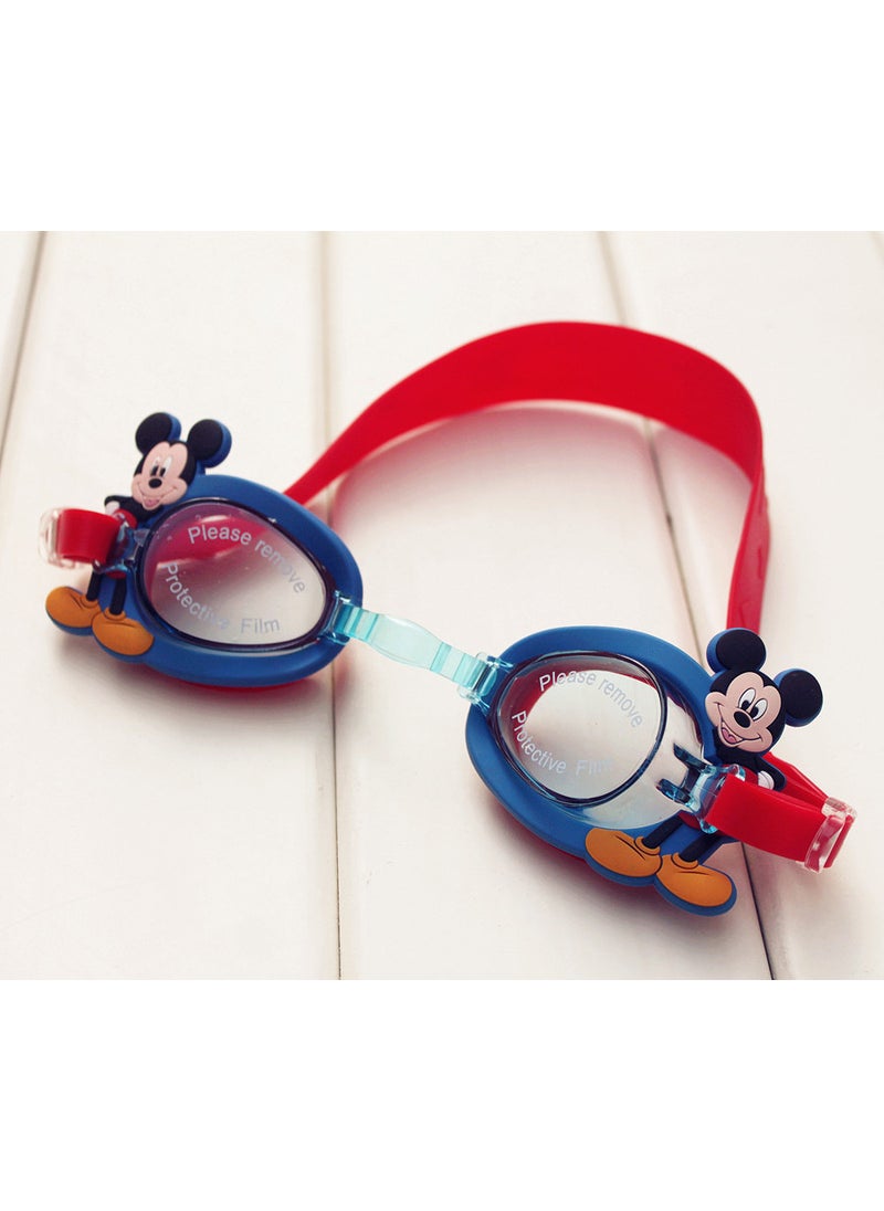 1 x 5 pcs Kids Cute Cartoon Car Swim Goggles, Waterproof Anti-Fog Boys Red Mickey