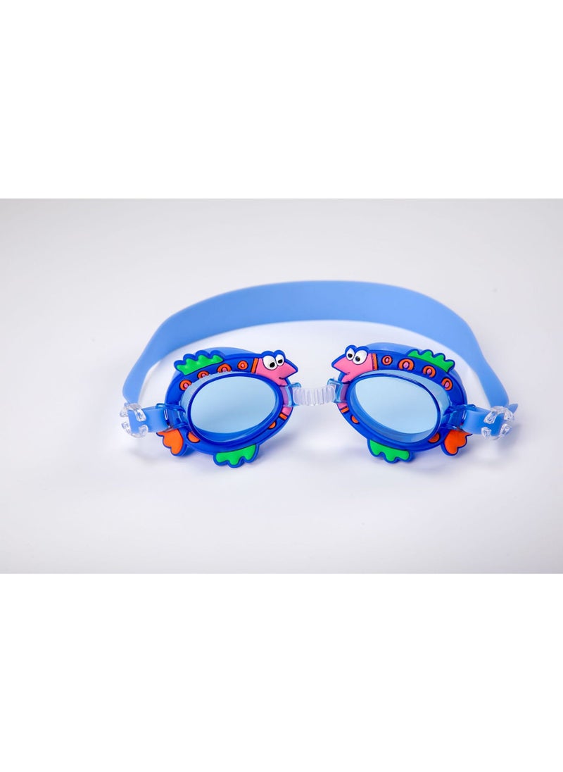 1 x 5 pcs Cute Unicorn Anti-Fog Kids Swimming Goggles Adjustable Cartoon Strap Dark blue small fish goggles