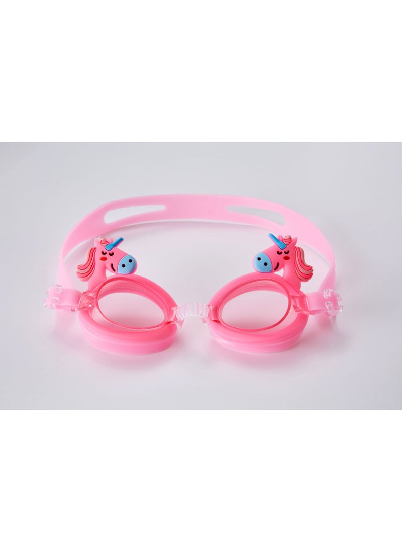 1 x 5 pcs Cute Unicorn Anti-Fog Kids Swimming Goggles Adjustable Cartoon Strap small blue white