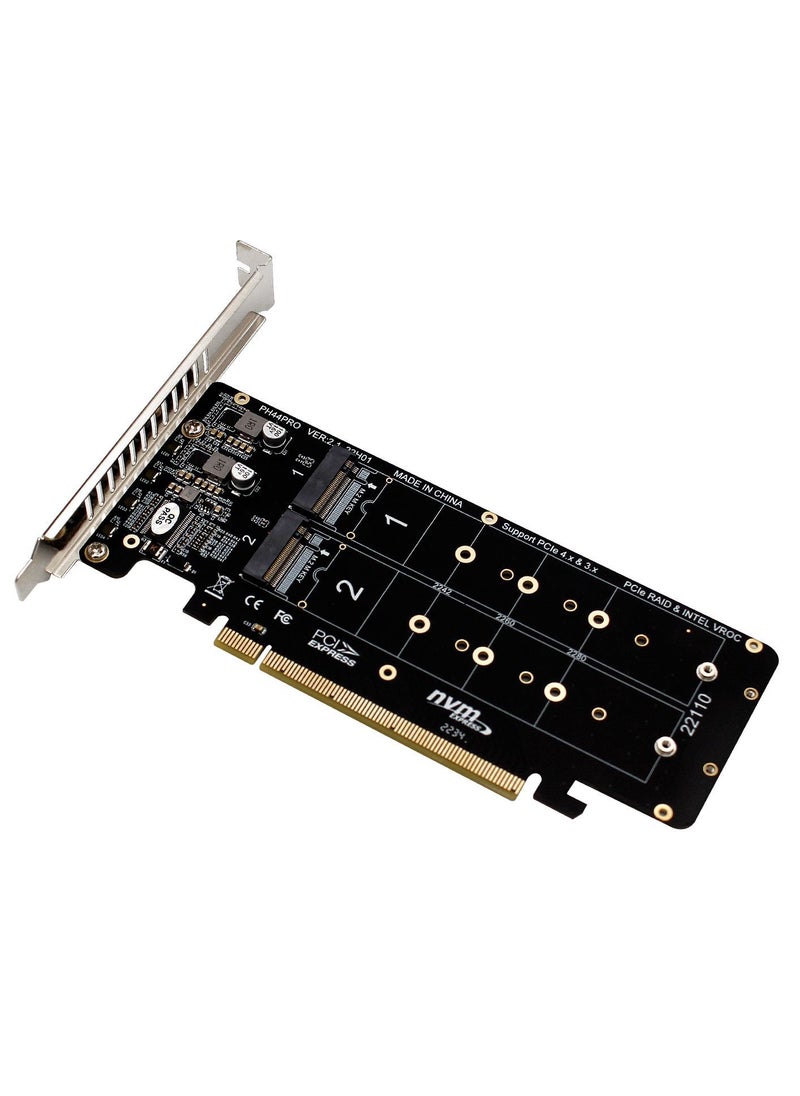 1 x 5 pcs PCIe X16 to M.2 M-key NVMe SSD RAID Expansion Card for 2U Server PH44PRO