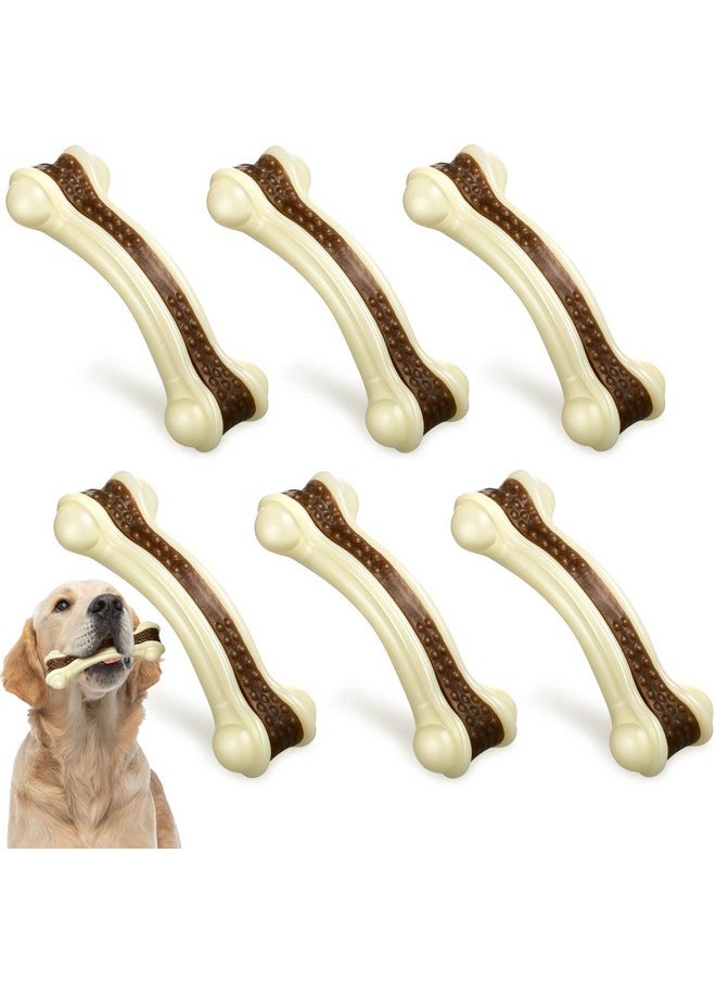 6 Pcs Dog Meal Toys For Aggressive Chewers Nylon Beef Flavor Bones Tough Puppy Teething Toys Puppy Chew Bones For Large Medium Small Breed Dogs Puppies Pets Chew Toys(Medium)