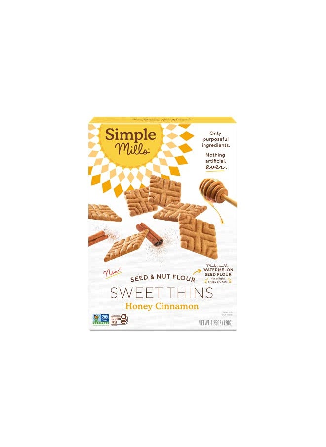 Simple Mills Sweet Thins Cookies, Seed and Nut Flour, Honey Cinnamon - Gluten Free, Paleo Friendly, Healthy Snacks, 4.25 Ounce (Pack of 1)