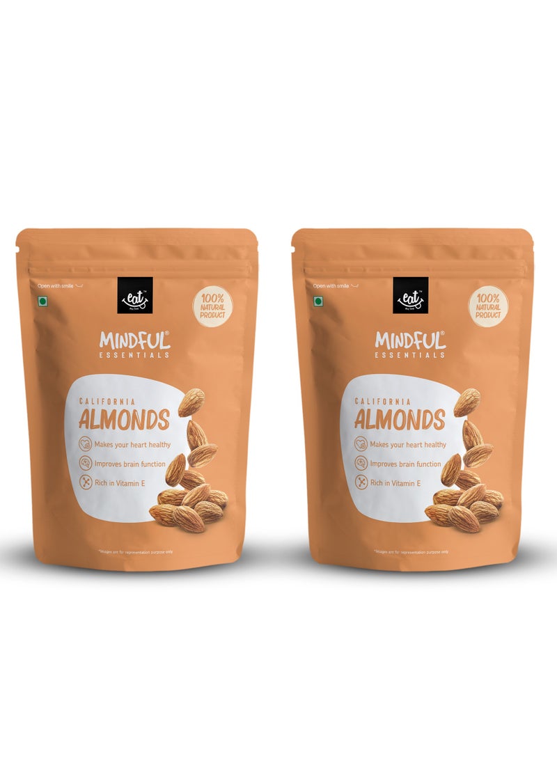 Almonds  500g Combo Pack Almonds Nuts Snack Unsalted Badam Improve Brain Function Healthy Snacks All Natural Whole Almonds Bundle Offer Pack of 2x500g