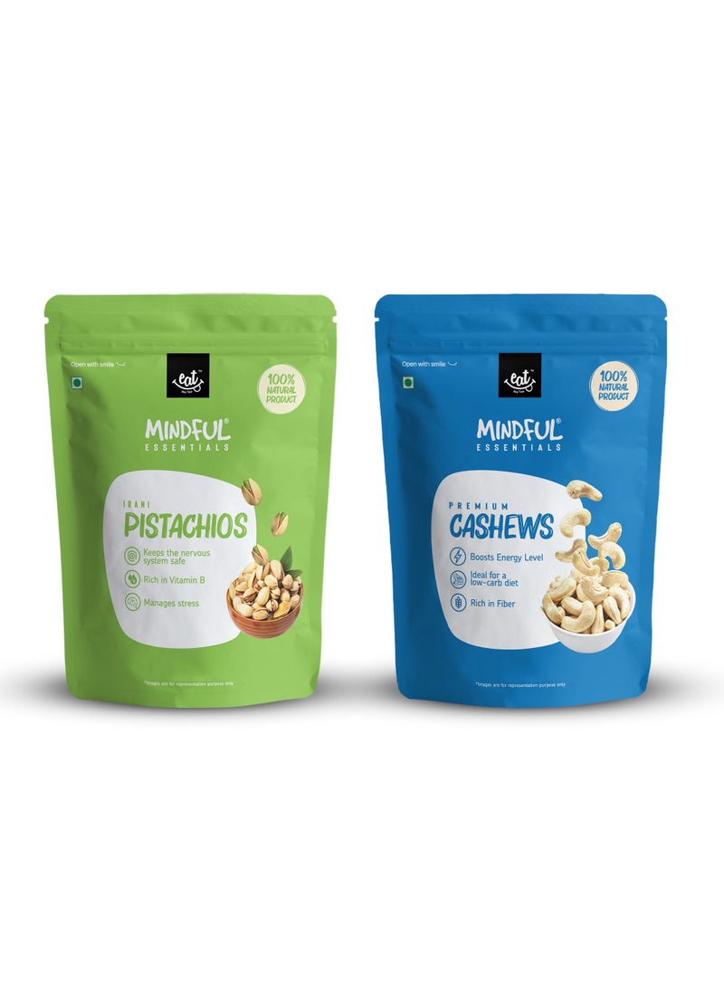 Cashew Pistachio Nuts 350g each Combo Pack Cashews Jumbo Size Snack  Pista Nuts  Unsalted White Kaju & Pista All Natural  High in Protein Dietary Fiber Combo Pack 2x350g